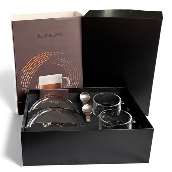 Nespresso Vertuo Cappuccino Set – 2 Cups, 2 Saucers, 2 Spoons – New in Box - Picture 2 of 8